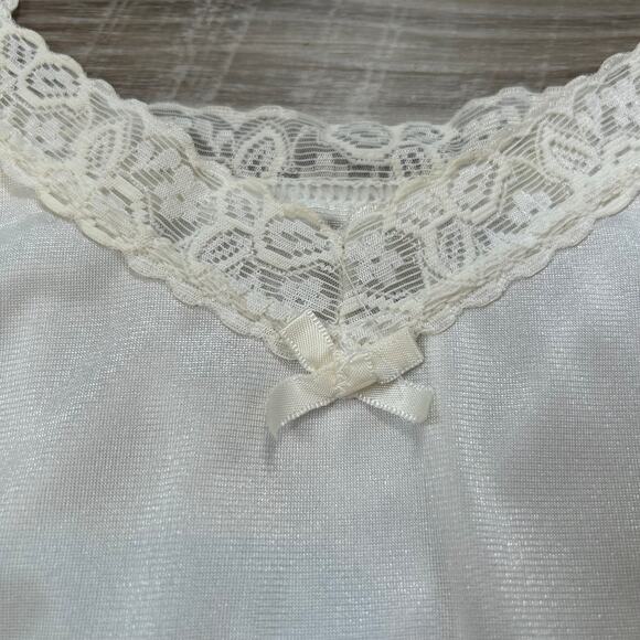 Vintage Ivory Satin Lace Camisole Top Babydoll Fit Balletcore Coquette - Picture 3 of 5